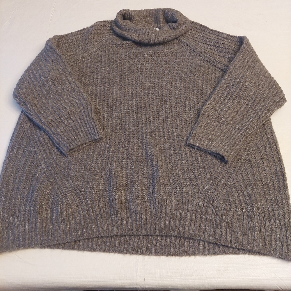 Old Navy Grey Cowl Neck Chunky Knit Soft Wool Blend Pullover Sweater Sz 2X - Picture 3 of 9